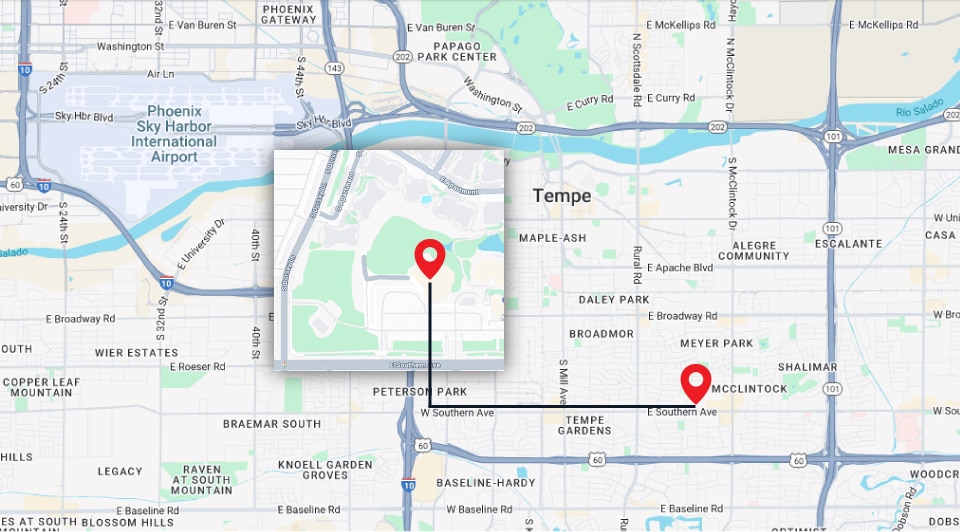 Map Showing the Location of Our Estate Planning Law Office in Tempe, AZ